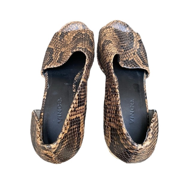 VINCE Coffee Leather Brown Snake Print 3/4" Espadrille Braided Jute I Size: 6.5 - Picture 7 of 16